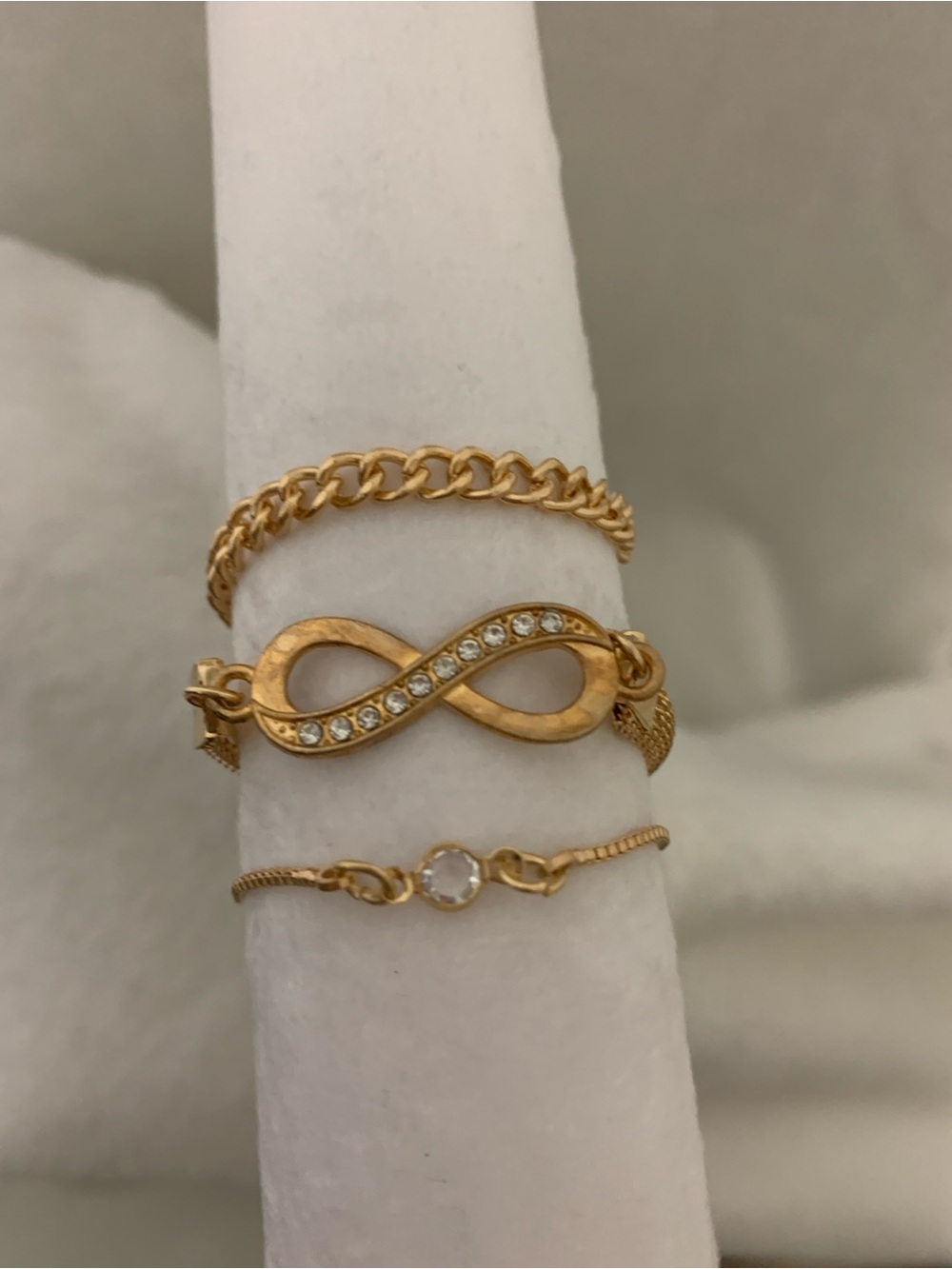 Gold Tone Infinity Crystal Bracelet Set